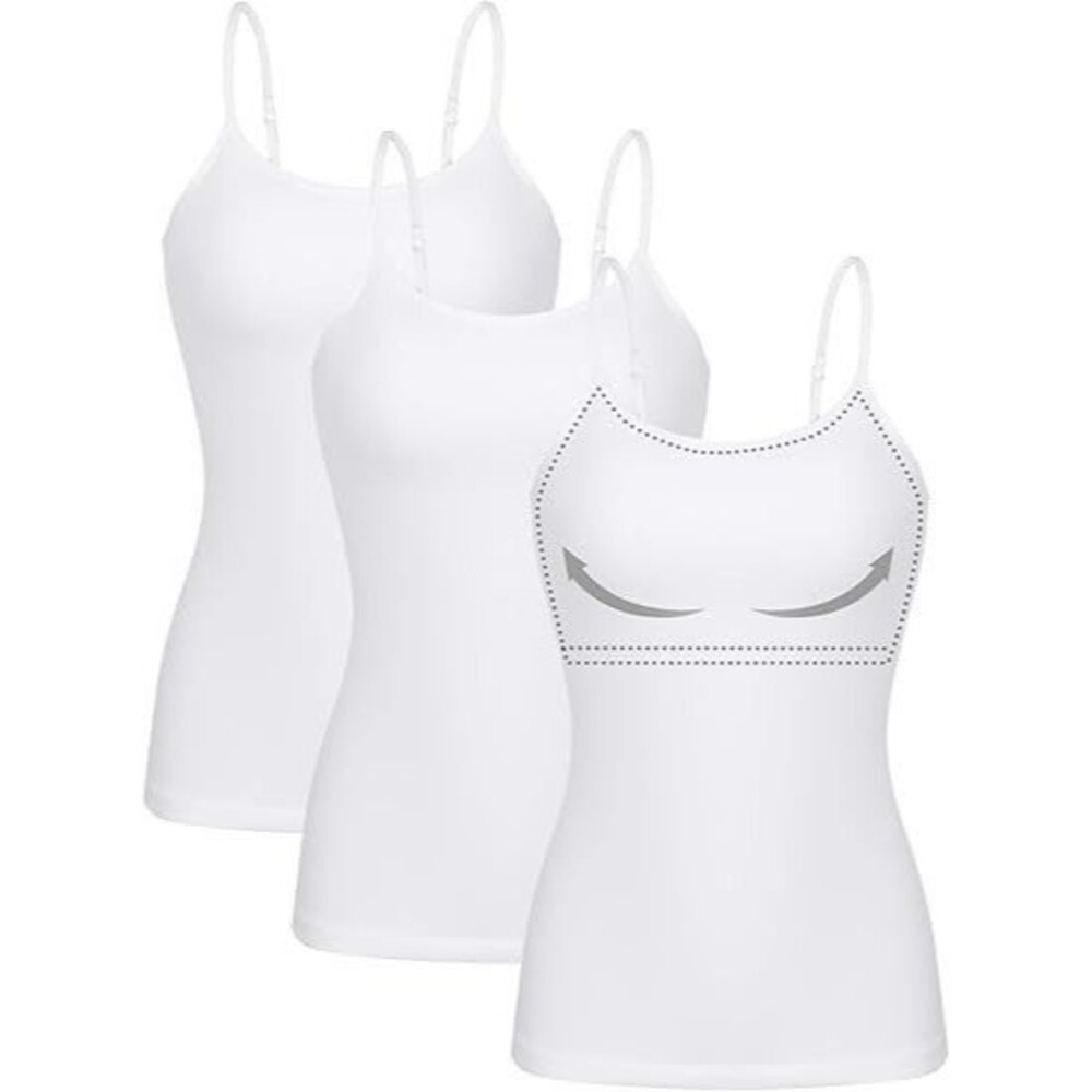 3-Pack ATTRACO Women's Camisoles XX-LARGE White Cotton Spaghetti Strap Tank Tops